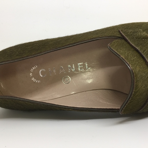Green Calf Skin Chanel Loafers - Picture 4 of 5